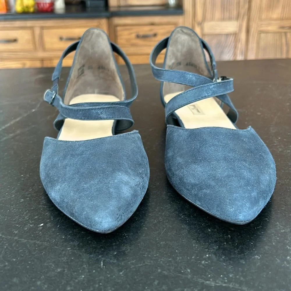 Paul Green Margot Ankle Strap Pointy Toe Ballet Flats Metallic Ocean Blue US 8 - Picture 2 of 7
